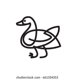 Goose or duck vector flat thin line illustration 