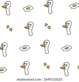 Goose and Egg Pattern: A playful pattern featuring a whimsical goose alongside fried egg, capturing a fun and quirky design perfect for various creative projects.