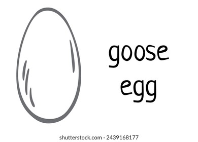 Goose egg. Vector doodle cartoon illustration isolated on white background for easter poster, card,  farm products, menu, cookbook design, biological illustration