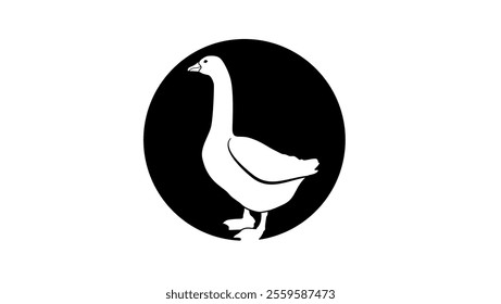 goose emblem, black isolated silhouette