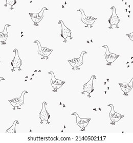 goose farm animals seamless vector pattern