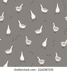 animales de granja de ganso patrón vectorial transparente