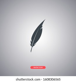Goose feather icon in flat style isolated on gray background. Vector illustration.