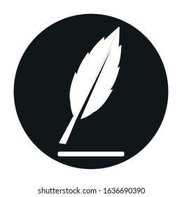 Goose feather isolated on white paper backdrop with space for text. Hand drawn picture sketch in artistic engraving style