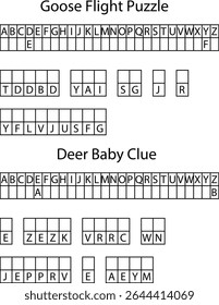 Goose Flight Puzzleand Deer Baby Clue Letter Grids Alphabetical Word Games letters