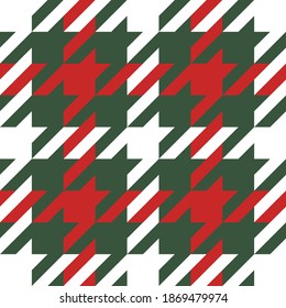 Pie de ganso. Patrón navideño de los pies de los cuervos en jaulas rojas y blancas. Glen plaid. Tartan de gallo tuiteó. Diente de perros. Fondo escocés a cuadros. Textura de tela sin fisuras. Ilustración del vector