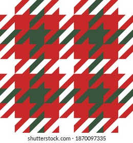 Goose foot. Christmas Pattern of crow's feet in red and white cage. Glen plaid. Houndstooth tartan tweed. Dogs tooth. Scottish checkered background. Seamless fabric texture. Vector illustration