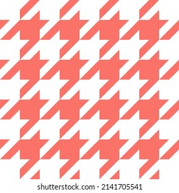 Goose foot. Easter Pattern of crow's feet in red and white cage. Glen plaid. Houndstooth tartan tweed. Dogs tooth. Scottish cage. Seamless fabric texture. Vector illustration