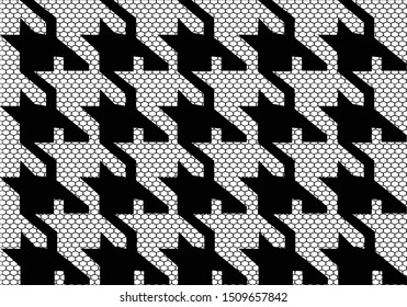 goose foot with mesh pattern goose feet Houndstooth  goose feet fashion  design vector Seamless geometric pattern goose foot and hound tooth. Classic English check pattern for fabric, 