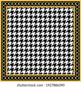 Goose foot pattern with chain border. Vector design design for print, textile, scarf design.