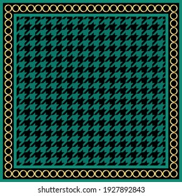 Goose foot pattern with chain border. Vector design design for print, textile, scarf design.