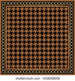 Goose foot pattern with chain border. Vector design design for print, textile, scarf design.