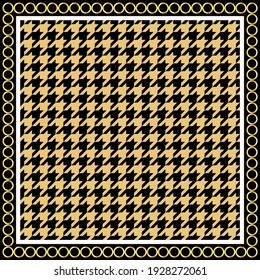 Goose foot pattern with chain border. Vector design design for print, textile, scarf design.