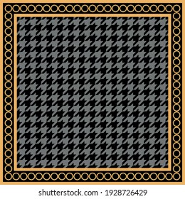 Goose foot pattern with chain border. Vector design design for print, textile, scarf design.