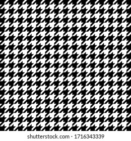 Goose foot. Pattern of crow's feet in black and white cage. Glen plaid. Houndstooth tartan tweed. Dogs tooth. Scottish checkered background. Seamless fabric texture. Vector illustration