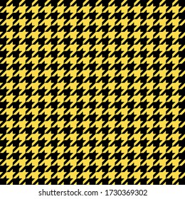 Pie de ganso. Patrón de los pies de los cuervos en jaulas negras y amarillas. Glen plaid. Tartan de gallo tuiteó. Diente de perros. Fondo escocés a cuadros. Textura de tela sin fisuras. Ilustración del vector