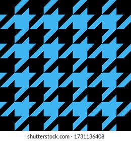 Goose foot. Pattern of crow's feet in black and blue cage. Glen plaid. Houndstooth tartan tweed. Dogs tooth. Scottish checkered background. Seamless fabric texture. Vector illustration
