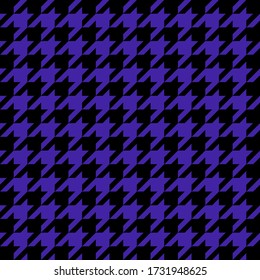 Goose foot. Pattern of crow's feet in black and violet cage. Glen plaid. Houndstooth tartan tweed. Dogs tooth. Scottish checkered background. Seamless fabric texture. Vector illustration