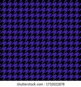 Goose foot. Pattern of crow's feet in black and violet cage. Glen plaid. Houndstooth tartan tweed. Dogs tooth. Scottish checkered background. Seamless fabric texture. Vector illustration
