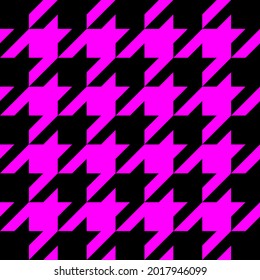 Pie de ganso. Patrón de pies de cuervo en jaula negra y fucsia. Glen plaid. Tartan de gallo tuiteó. Diente de perros. Fondo escocés a cuadros. Textura de tela sin fisuras. Ilustración del vector