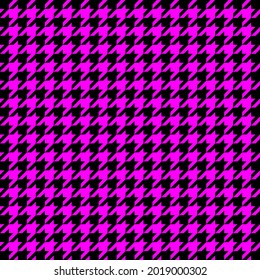Pie de ganso. Patrón de pies de cuervo en jaula negra y fucsia. Glen plaid. Tartan de gallo tuiteó. Diente de perros. Fondo escocés a cuadros. Textura de tela sin fisuras. Ilustración del vector