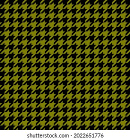 Goose foot. Pattern of crow's feet in black and olive cage. Glen plaid. Houndstooth tartan tweed. Dogs tooth. Scottish checkered background. Seamless fabric texture. Vector illustration