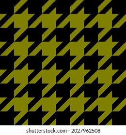 Goose foot. Pattern of crow's feet in black and olive cage. Glen plaid. Houndstooth tartan tweed. Dogs tooth. Scottish checkered background. Seamless fabric texture. Vector illustration