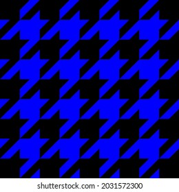 Goose foot. Pattern of crow's feet in black and blue cage. Glen plaid. Houndstooth tartan tweed. Dogs tooth. Scottish checkered background. Seamless fabric texture. Vector illustration