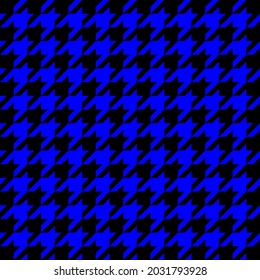 Goose foot. Pattern of crow's feet in black and blue cage. Glen plaid. Houndstooth tartan tweed. Dogs tooth. Scottish checkered background. Seamless fabric texture. Vector illustration
