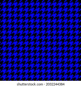 Goose foot. Pattern of crow's feet in black and blue cage. Glen plaid. Houndstooth tartan tweed. Dogs tooth. Scottish checkered background. Seamless fabric texture. Vector illustration