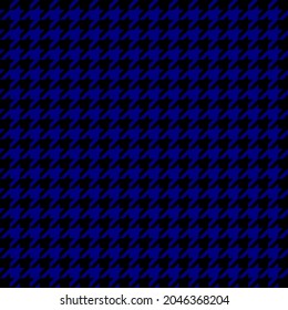 Gänsefuß. Muster von Krähen Füßen in schwarz und navi Käfig. Glen plaid. Houndstooth Tweed Tweed. Hundezahn. Schottischer, karierter Hintergrund. Nahtlose Textur. Vektorgrafik