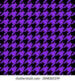 Goose foot. Pattern of crow's feet in black and violet cage. Glen plaid. Houndstooth tartan tweed. Dogs tooth. Scottish checkered background. Seamless fabric texture. Vector illustration