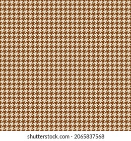 Goose foot. Pattern of crows feet in brown and begi.Checkered background.Seamless fabric texture. Vector Illustration.