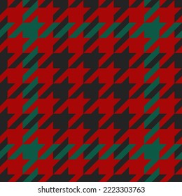 Pie de ganso. Patrón de pies de cuervo en jaula negra, roja, verde. Glen plaid. Tartan de gallo tuiteó. Diente de perros. Fondo escocés a cuadros. Textura de tela sin fisuras. Ilustración del vector