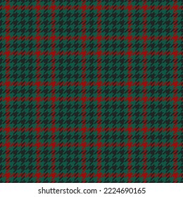 Pie de ganso. Patrón de pies de cuervo en jaula negra, roja, verde. Glen plaid. Tartan de gallo tuiteó. Diente de perros. Fondo escocés a cuadros. Textura de tela sin fisuras. Ilustración del vector