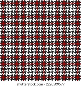 Pie de ganso. Patrón de los pies de los cuervos en jaulas negras, rojas y blancas. Glen plaid. Tartan de gallo tuiteó. Diente de perros. Fondo escocés a cuadros. Textura de tela sin fisuras. Ilustración del vector