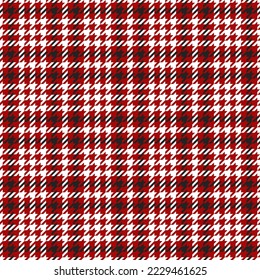Pie de ganso. Patrón de los pies de los cuervos en jaulas negras, rojas y blancas. Glen plaid. Tartan de gallo tuiteó. Diente de perros. Fondo escocés a cuadros. Textura de tela sin fisuras. Ilustración del vector