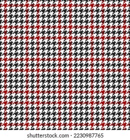 Pie de ganso. Patrón de los pies de los cuervos en jaulas negras, rojas y blancas. Glen plaid. Tartan de gallo tuiteó. Diente de perros. Fondo escocés a cuadros. Textura de tela sin fisuras. Ilustración del vector