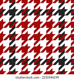 Pie de ganso. Patrón de los pies de los cuervos en jaulas negras, rojas y blancas. Glen plaid. Tartan de gallo tuiteó. Diente de perros. Fondo escocés a cuadros. Textura de tela sin fisuras. Ilustración del vector