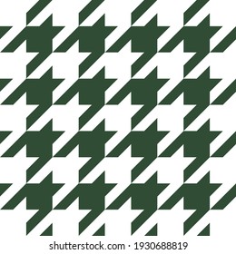 Goose foot. St. Patricks day pattern of crow's feet in green and orange. Glen plaid. Houndstooth tartan tweed. Dogs tooth. Scottish checkered background. Seamless fabric texture. Vector illustration