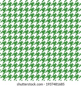 Goose foot. St. Patricks day pattern of crow's feet in green and white. Glen plaid. Houndstooth tartan tweed. Dogs tooth. Scottish checkered background. Seamless fabric texture. Vector illustration