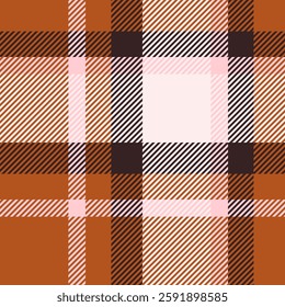 Goose foot vector pattern plaid, table cloth tartan textile background. Patterned check fabric seamless texture in orange and white colors palette.