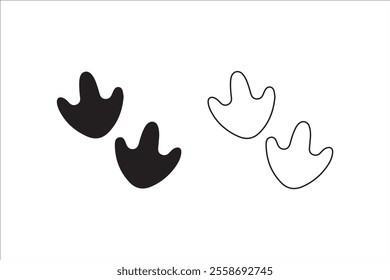 Goose footprints, footprints icons in different styles, cute animal paths