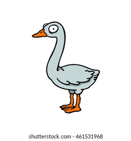 Goose. Funny picture bird farm. 
