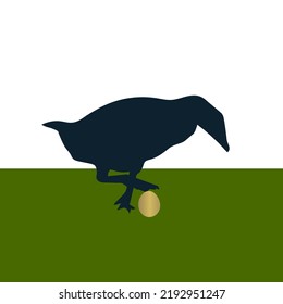  Goose with golden egg in silhouette illustration