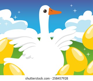 Goose and Golden Egg : Vector Illustration