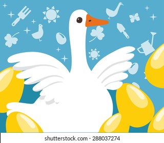 Goose And Golden Egg : Vector Illustration