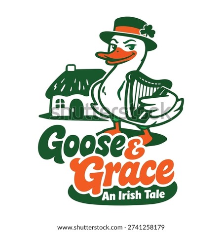 Goose and Grace Irish Pub Mascot Logo Illustration