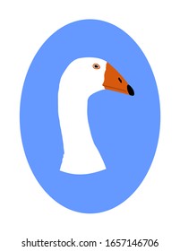 Goose had vector illustration isolated on white background. White goose domestic animal symbol.