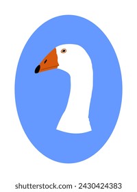 Goose had vector illustration isolated on white background. White goose domestic animal symbol.